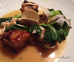 Table's pork belly and clams